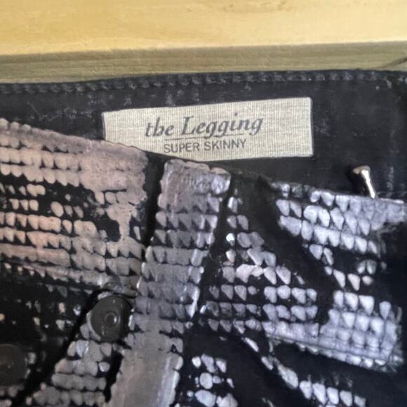 Adriano Goldschmied The Legging Super Skinny Black Silver Painted Pants Size 25R - Picture 5 of 9